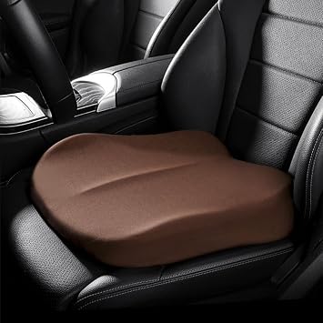 Car Seat Cushion for Driving Seat, Memory Foam Adult Booster Seat for Short Drivers, Universal Fit for Most Car Seats Office Chair Brown