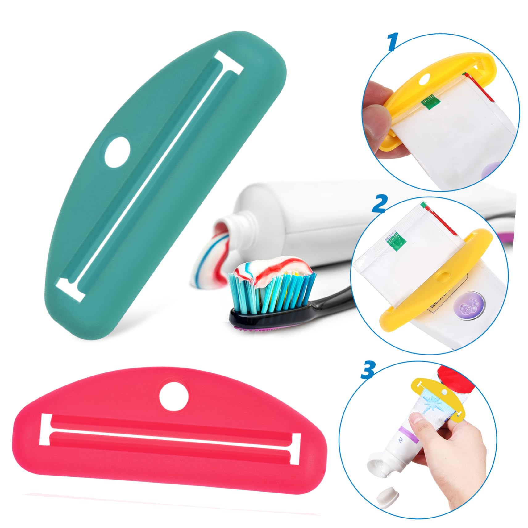 PLAFOPE 4sets Ergonomic Tube Squeezer for Toothpaste Large Capacity for 8pcs*4