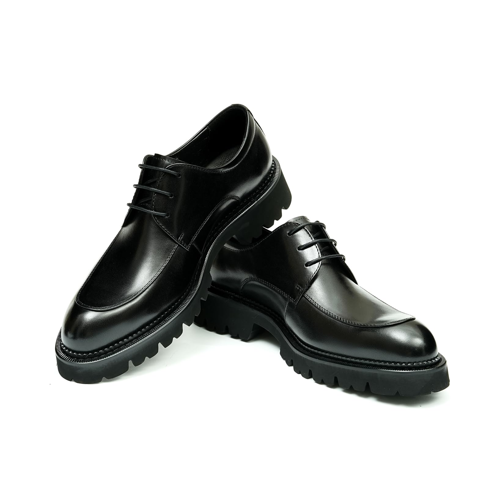 Derbys Retro Affari Casuale da Uomo Scarpe Formali Stringate in Vera Pelle