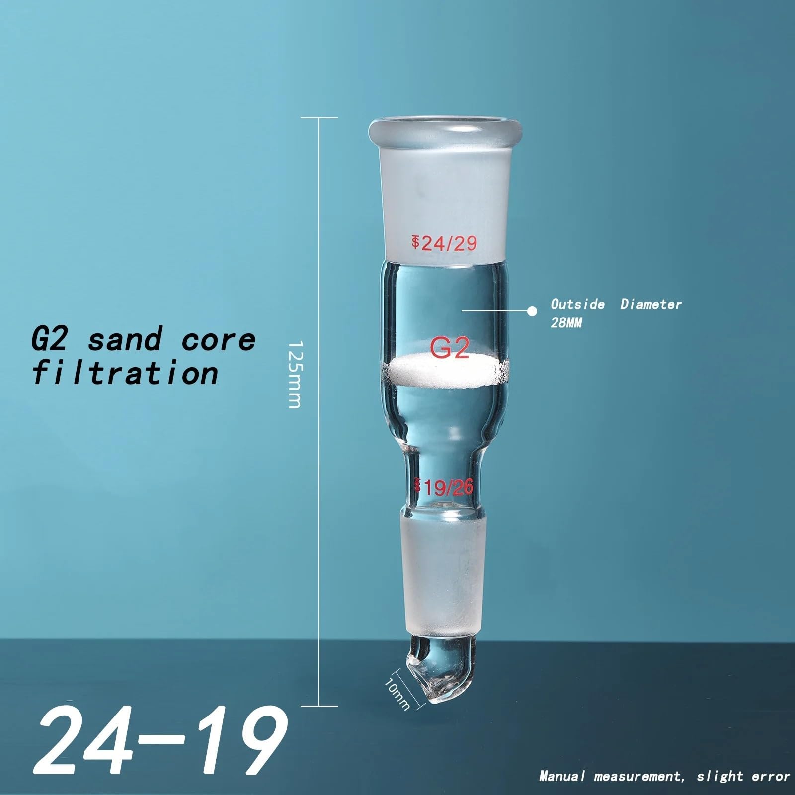 Adaptador de giratorio de vidrio de alto borosilicato con junta concéntrica de protección contra salpicaduras-filtro de núcleo de G2 (1 unidad)(24-19 G2)