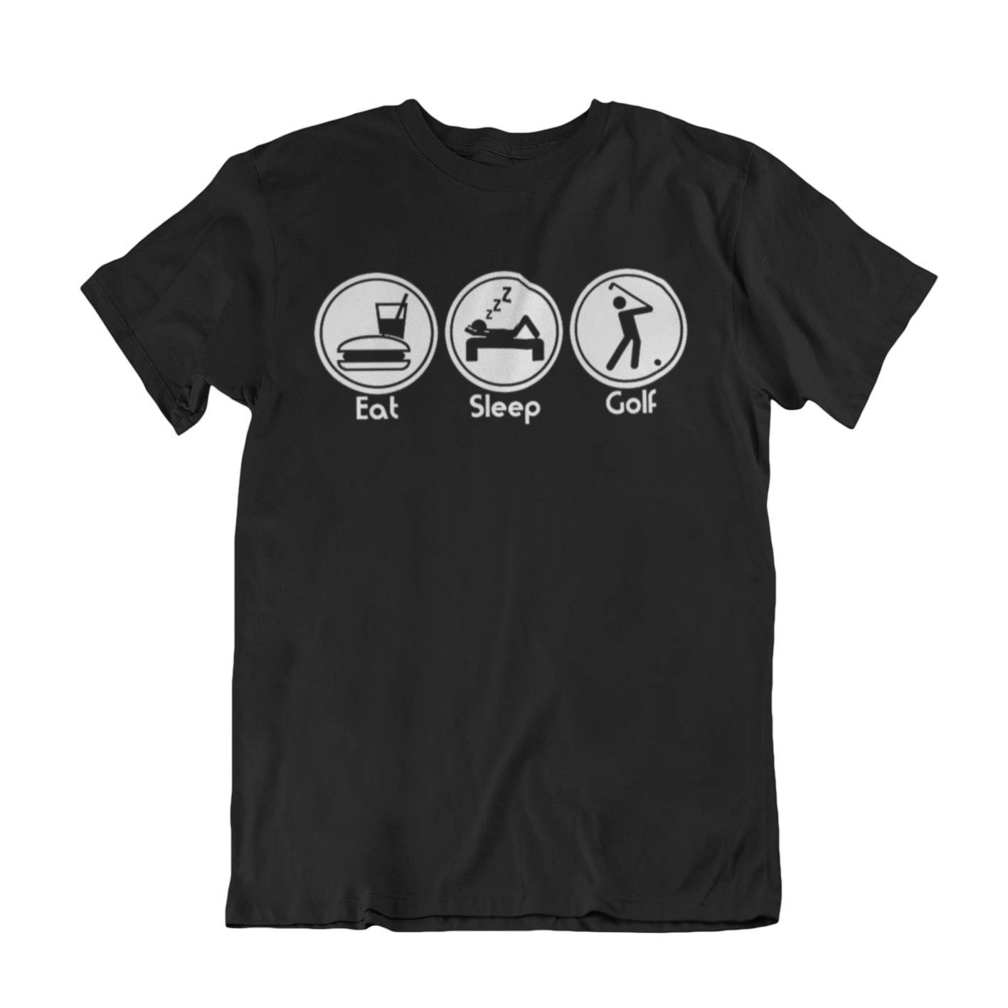 Jonny Cotton Men's Black Eat Sleep Golf - Golfing Hobbie Sports Novelty T-Shirt (Small, )