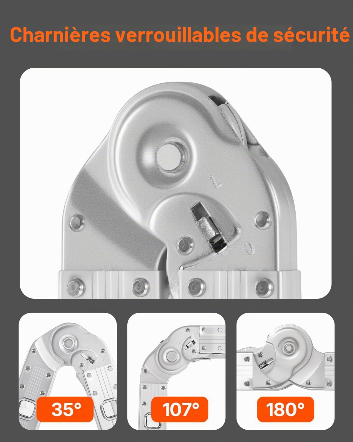 VEVOR Échelle Pliante Polyvalente 7 en 1 Escabeau Télescopique Réglable avec Barre Équilibre, Hauteur de Portée 4,6 m, Charge 150 kg, Échelle Multifonction Cadre A 4 Marches, pour Extérieur Intérieur