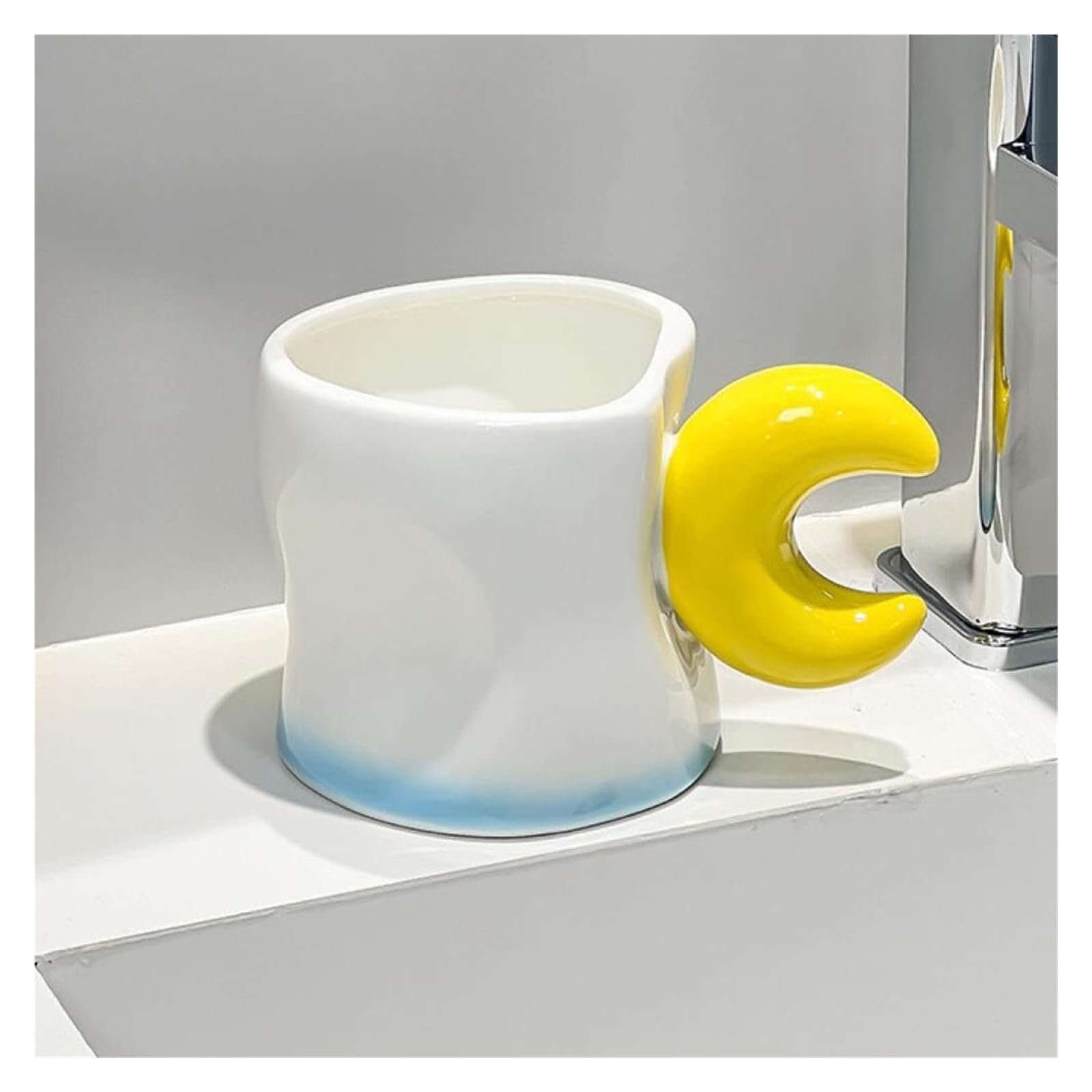 Portacepillos de Dientes 2 Tazas de Enjuague bucal cerámica for el baño con Bonitas Asas Estrella y Luna Vaso de Enjuague bucal Reutilizable