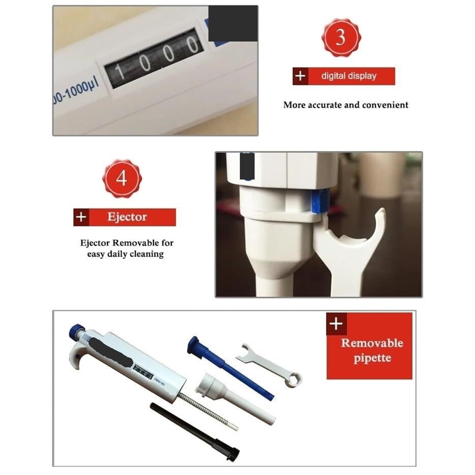 Pipeta Pipeta De Laboratorio Micropipeta Suministros Médicos Un Solo Canal Manual 1-10 Ml para laboratorio(0.5-10ul)