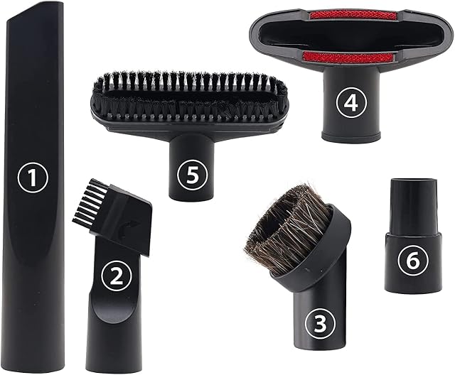 ANBOO 6 Piece Set 32mm and 35mm Caliber Accessories for Henry Hoover Attachment, Include PP Hair Combination Brush, Long Flat Suction, Horse Hair Round Brush, 2 in 1, Sofa Suction, Adapter