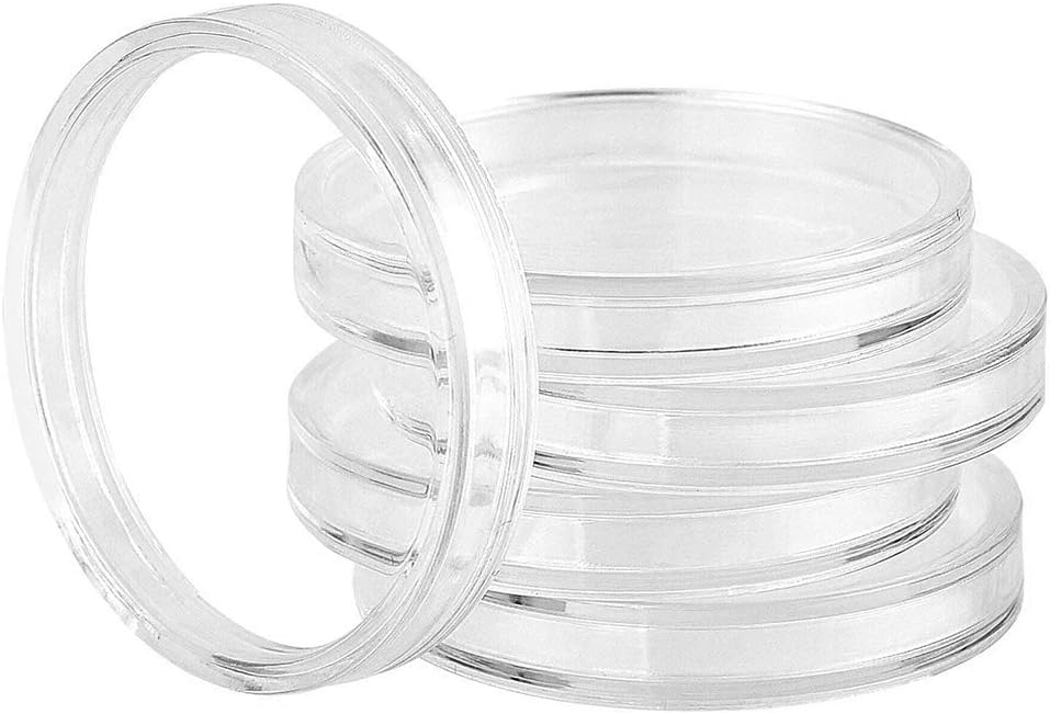 20 Pcs Round Plastic Coin Holder Cases 45 mm Coin Capsules with Storage Organizer Boxes Supply for Coin Collection