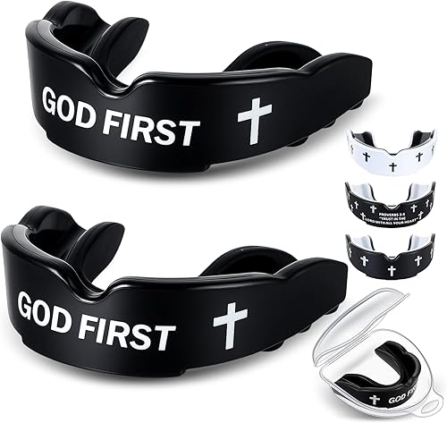 Miniatura 11 de Yaomiao 2 piezas de protectores bucales cruzados para lucha libre, protectores dentales deportivos cristianos con estuche, protector bucal religioso