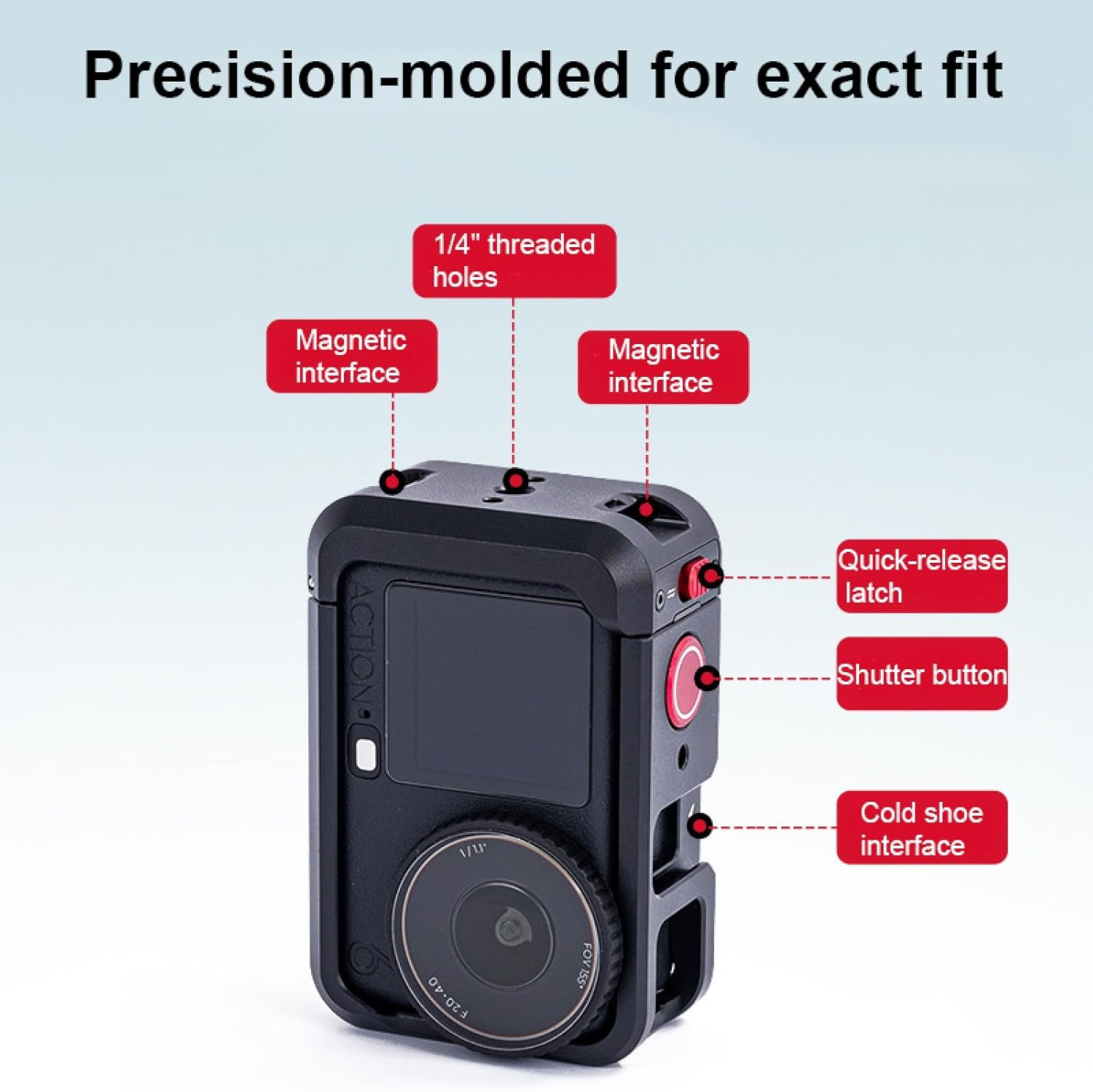 Rabbit Cage Aluminum Protective Case for Osmo Action6, Multifunctional Metal Frame Expansion Adapter Mount for Osmo Action6 Action Camera Accessories