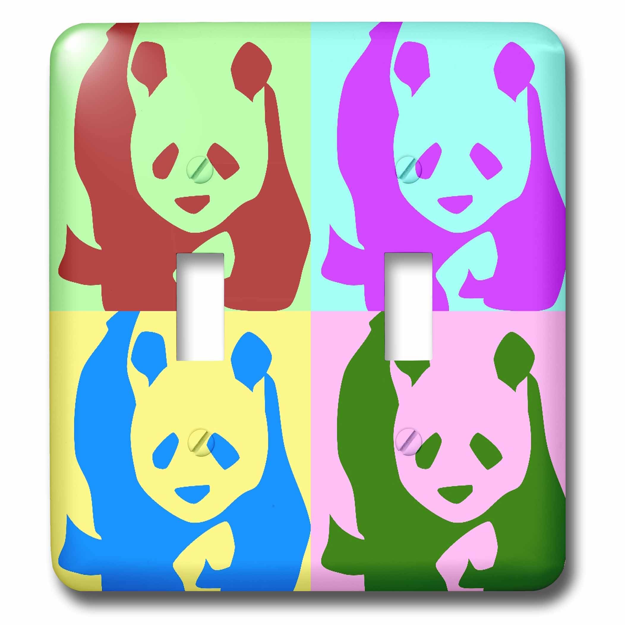 Interrupteur à baïonnette pandas colorés 3dRose plaque murale originale