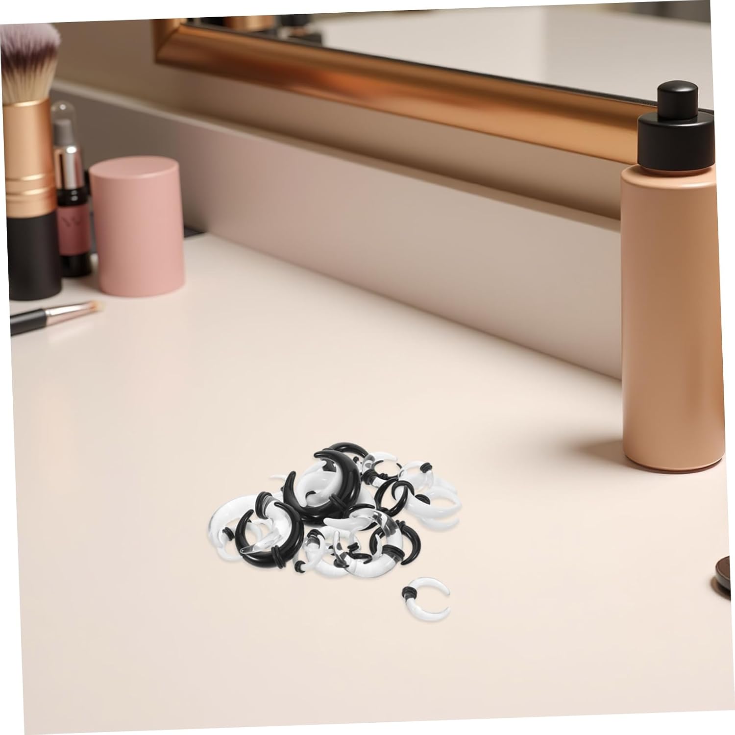 Levemolo 27pcs Acrylic C Shape Piercing Tapers in Black White