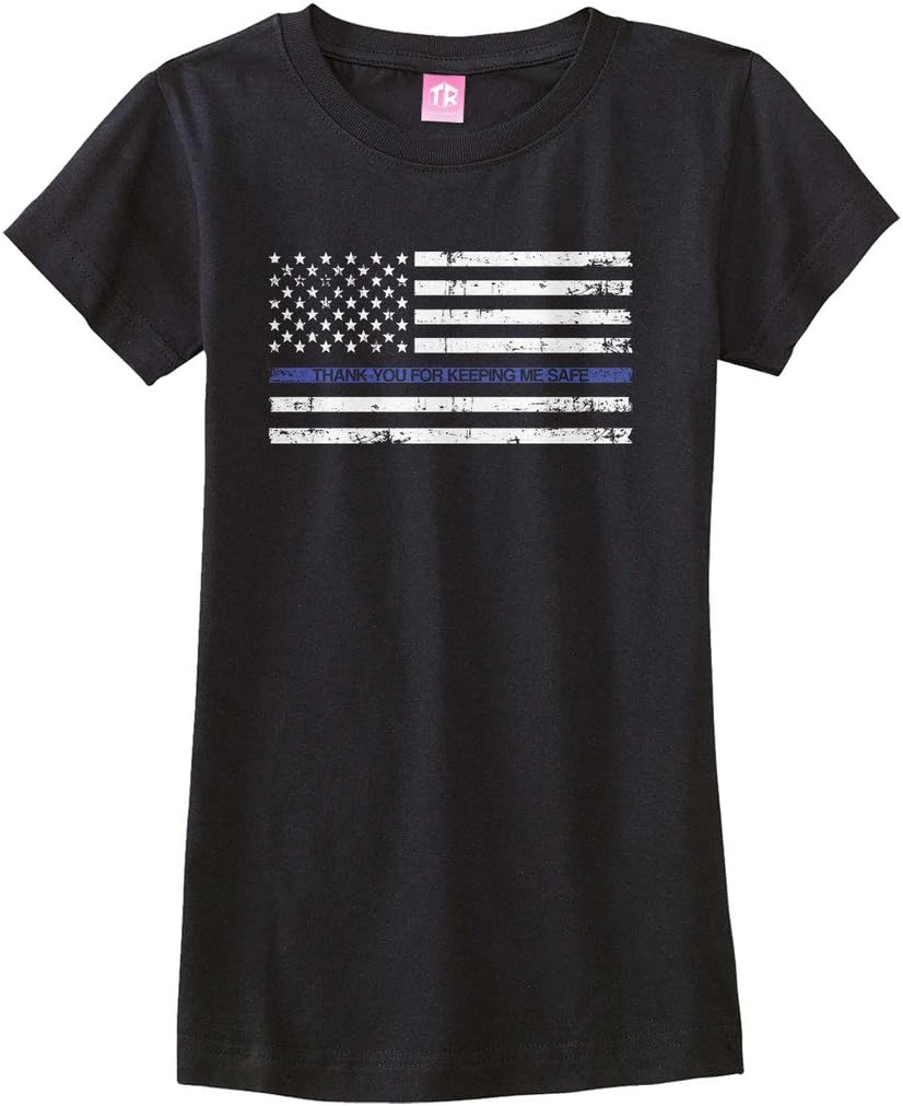 Threadrock Big Girls' Thank You for Keeping Me Safe Fitted T-Shirt