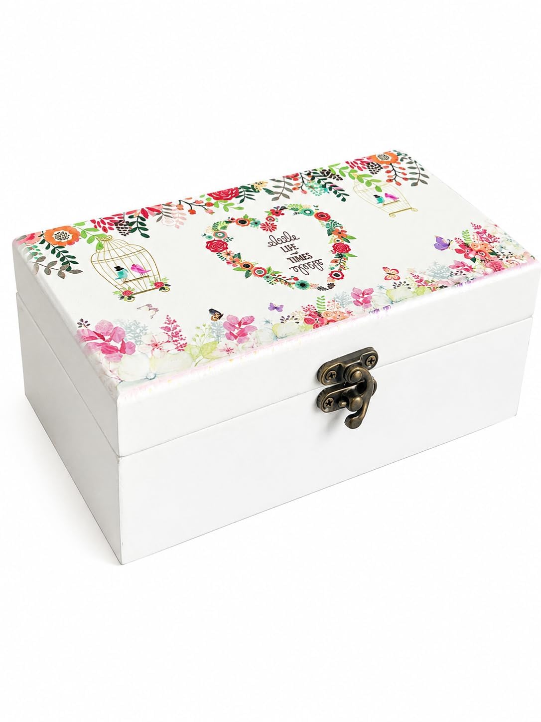 Wooden Jewelry Box with Mirror & Lock | Decorative Storage Box for Women & Girls | Jewellery Organizer for Rings, Earrings, Bracelets & Accessories | Jewellery Gift Box (multicolour 4)