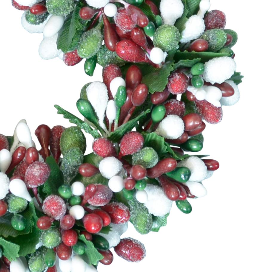 Raz Imports Holiday Candle Wreath Ring – 4.5 Inch White Beaded Berries & Crystals, Gypsum