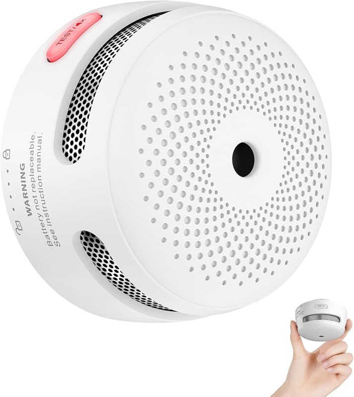 X-Sense XS01 Mini Füstérzékelő – 10 Éves Elem, LED Jelzőfény és Némító Gomb, Kompakt Tűzjelző Otthonra