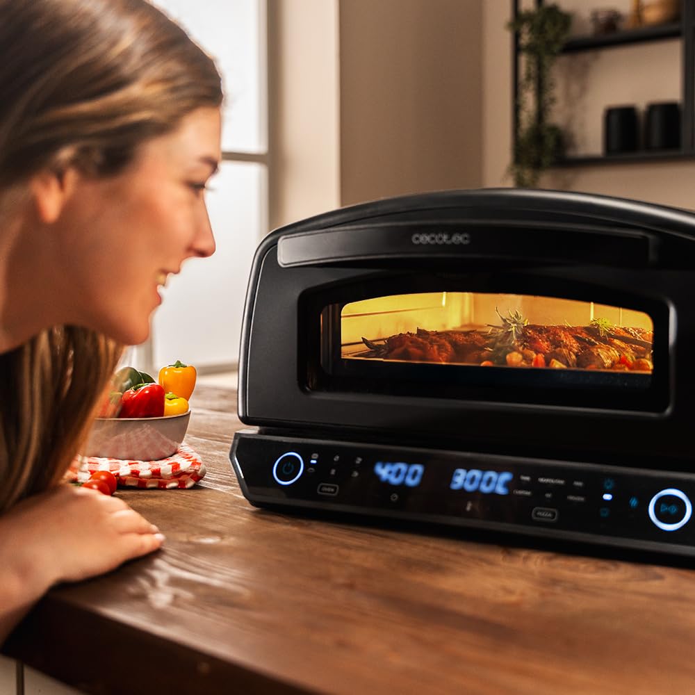 Cecotec Wielofunkcyjny piekarnik do pizzy i co 500 Max 2200 W, 13 l, wyświetlacz LED, temperatura 60º-500 °C, funkcje specjalne, podwójna wytrzymałość, rozmiar pizzy 13", akcesoria w zestawie