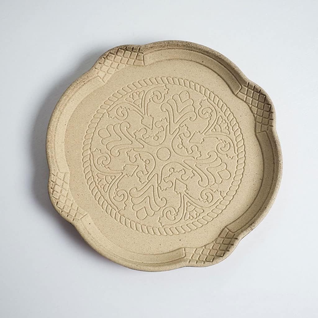 FMURY Round Wood Carving Storage Tray Retro Living Room Decoration Home Sofa Tray Wedding Jewelry Perfume Bedroom Tray
