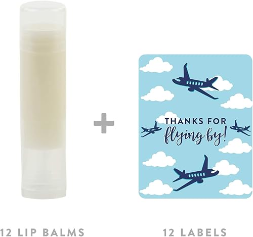 Miniatura 3 de Andaz Press Blue Airplane and Clouds - Colección de fiesta de cumpleaños, recuerdos de bálsamo labial, gracias por volar, paquete de 12