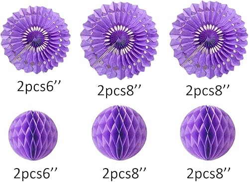 Miniatura 2 de 12 bolas de panal de 6 pulgadas y 8 pulgadas, abanicos de papel de seda, abanicos de bolas de panal de abeja, abanicos de papel para colgar en