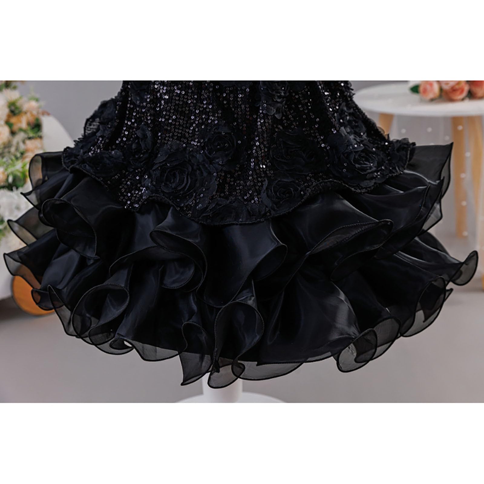 Elegante abito da sera da ragazza, rosa, con paillettes, gonna per bambini, in tulle bianco, gonna con glitter