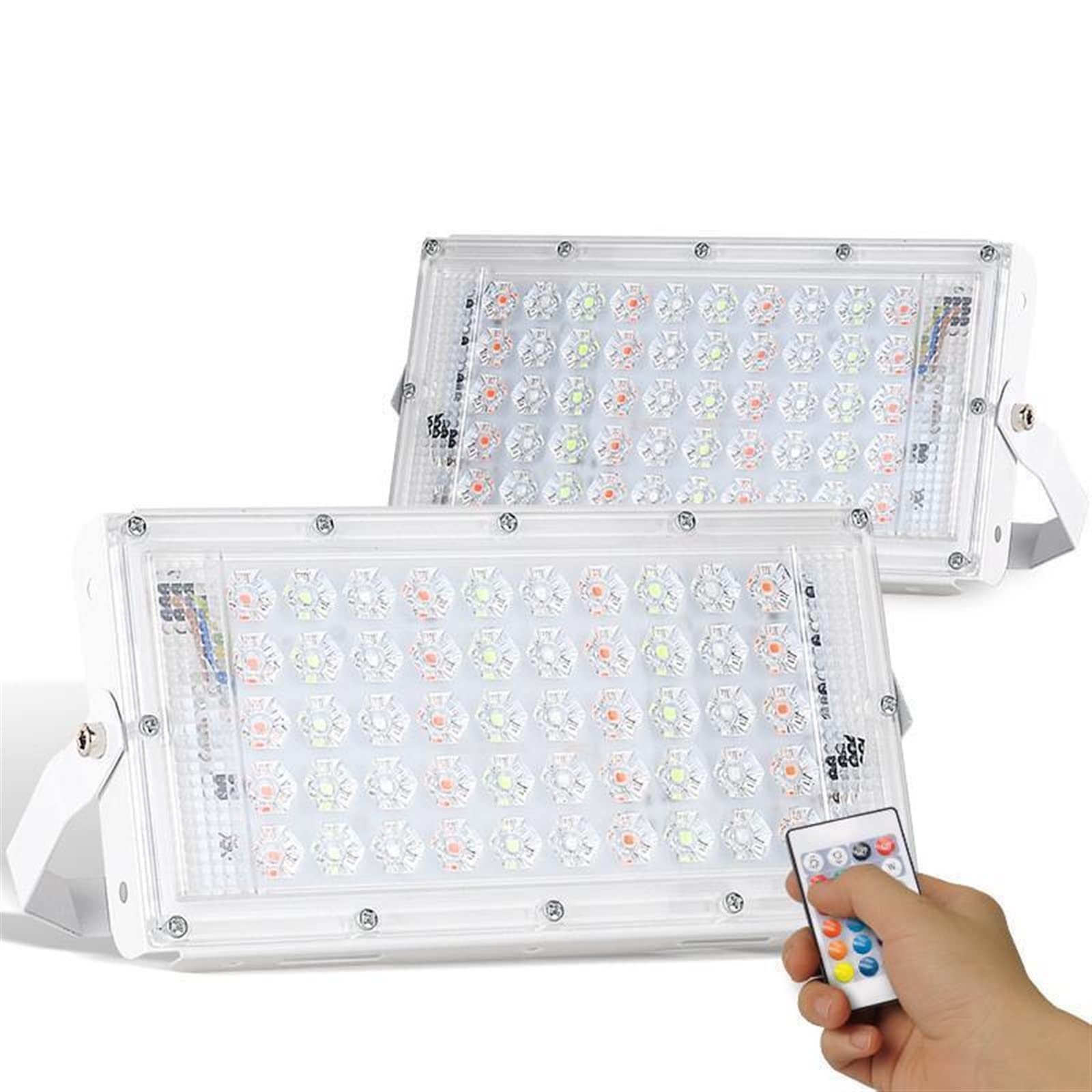 OPFdfhDFH Floodlights, Flood Lights Outdoor LED Floodlight Spotlight 50W Wall Washer Lamp Reflector IP65 Lighting Garden RGB Light AC 220V lamp