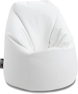 EXTROITALY *Bonita L* Bianco Pouf Sacco Morbido Ecopelle Mis. 85X85 H.100 cm Doppia Lampo sul Fondo Doppia Cucitura RIBATTUTA per Maggiore Tenuta
