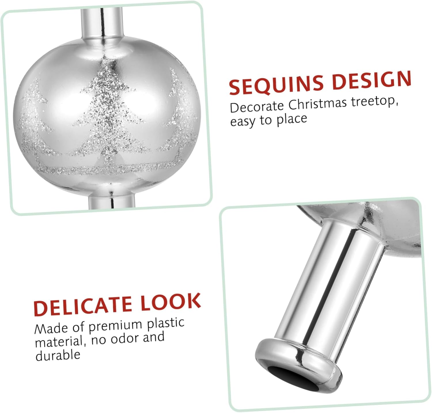 3pcs Festive Christmas Tree Topper Sequins Creative Star Decoration Xmas Trees for Holiday