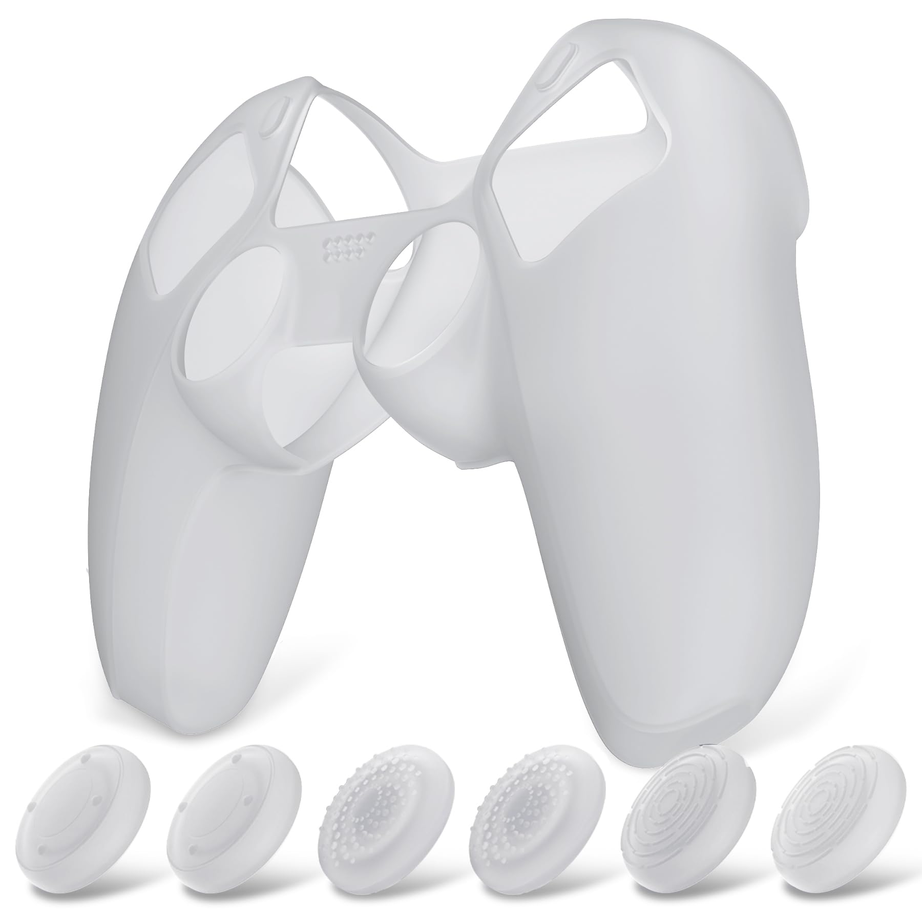 PlayVital Funda de Silicona para ps5 Mando - Cubierta Protectora Antideslizante y Suave con 6 Tapas para Pulgar, Grip Mejorado, Compatible con Base de Carga (Pure Series-Grieta Energía) — view 21