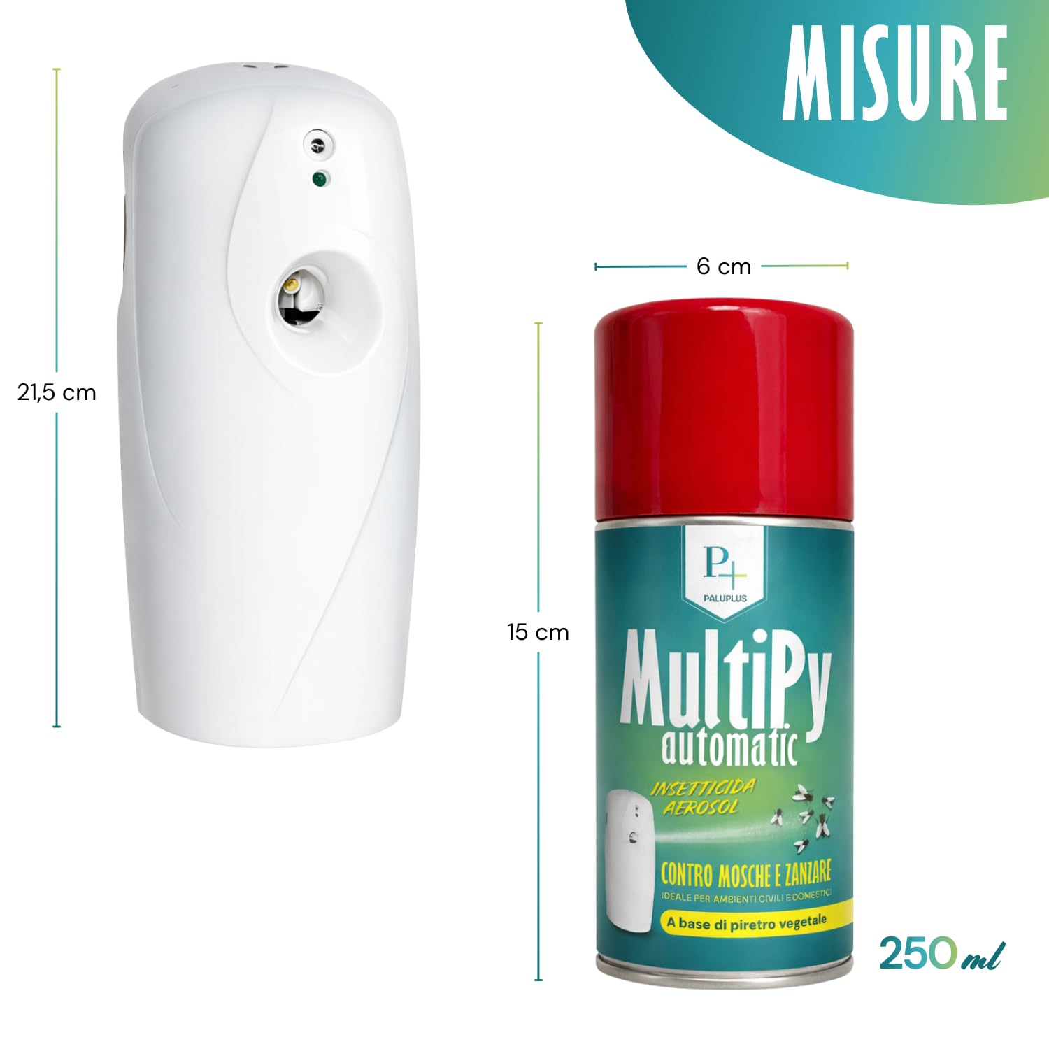 Virsus 3 Bombolette Insetticida MULTIPY da 250ml per Mosche zanzare e Insetti Volanti per Uso Domestico a Base di Piretro Naturale Vegetale + Erogatore Night And Day Automatico programmabile