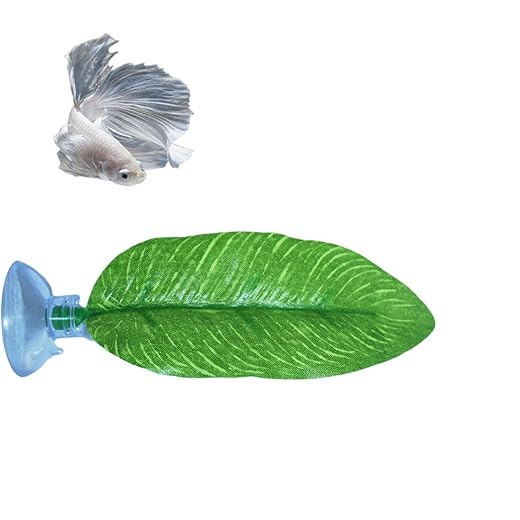 DOBA No Wire Betta Bed Leaf Hammock, Silk Betta Fish Leaf Hammocks Pad Lounger Toys Lightweight and Realistic Fish Hideout Plastic Aquarium Plants Accessories for Fish Tank Decorations (1pcs), Green