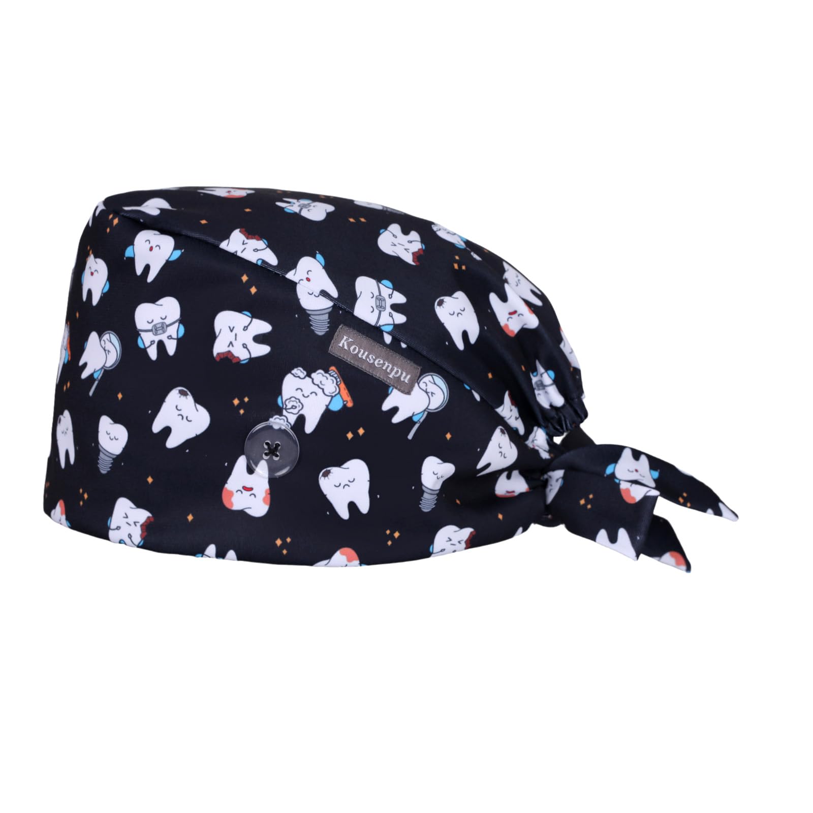 Kousenpu Scrub Cap for Men, Adjustable Surgical Hats with Buttons