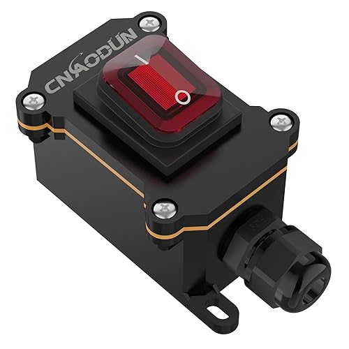 Vista 23 de Interruptor de cable en línea impermeable 20A-125V, 16A-250V AC Interruptor de palanca de encendido y apagado con luz verde botón basculante DPST