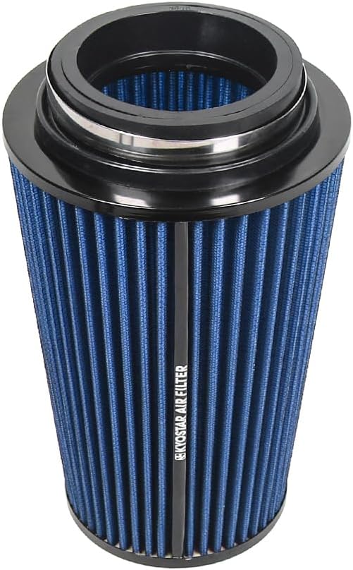 Universal 3/3.5/4" (75/89/100mm) High-Flow Air Filter, Reusable Cone Cold Air Intake, High Performance, Clamp-On Car High Flow Air Kit, Flange Diameter: 3/3.5/4 Inch, Height: 10 Inch, BLUE