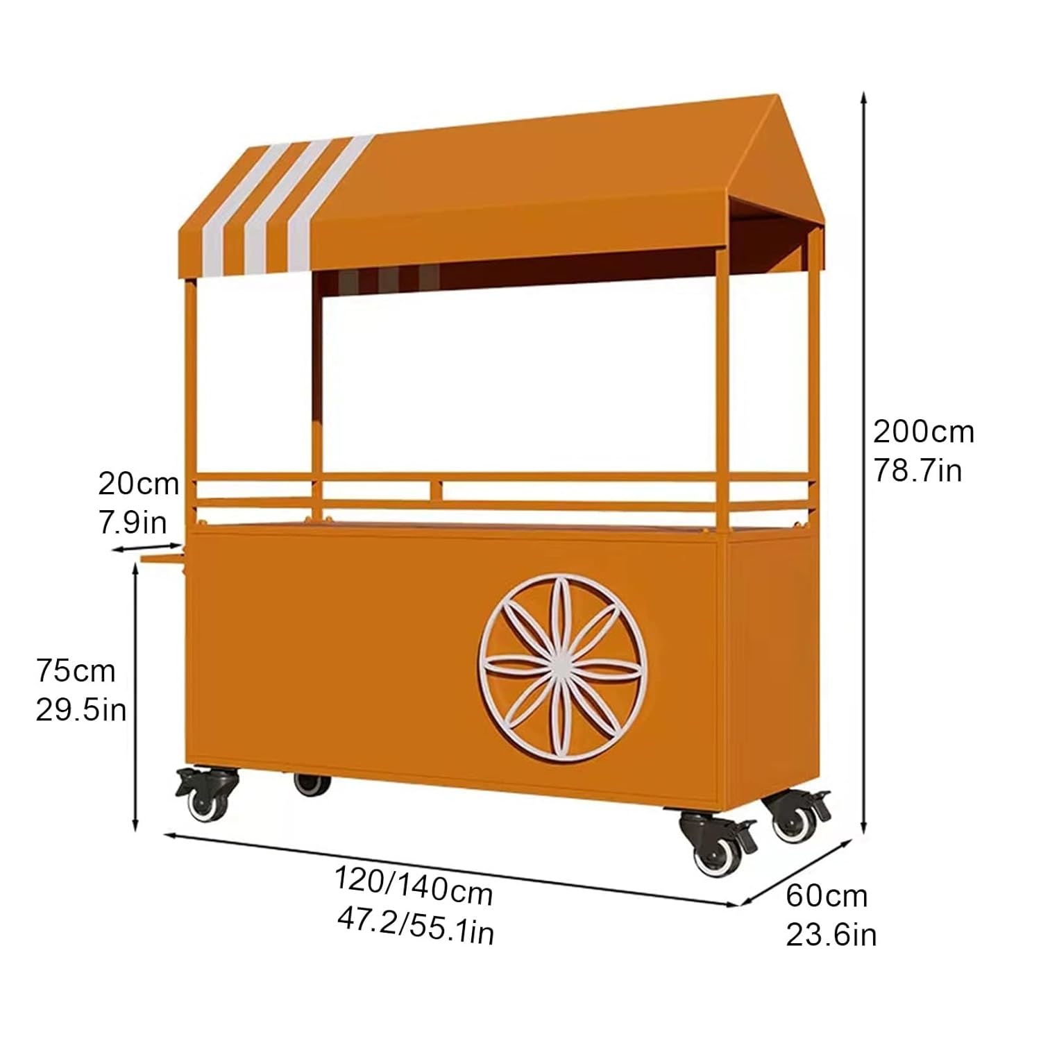 Portable Cart with Canopy, Portable Food Display Stand, Iron Outdoor Vendor Cart, Mobile Market Stall, for Street/Farmers Market/Craft Shows(Purple,120x200cm/47.2x78.7in)
