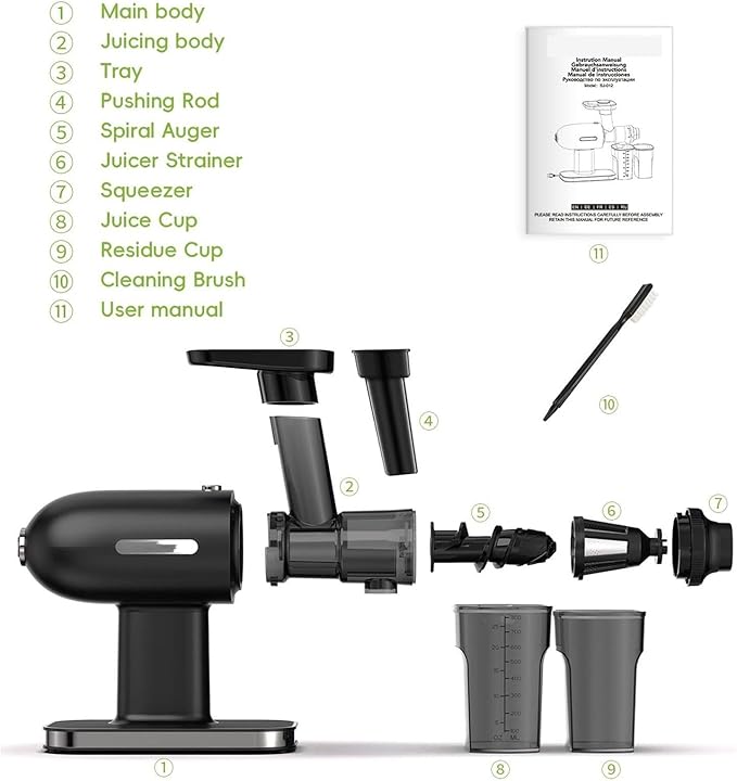 Extractor de Jugos Prensado en Frío Lento, Alto Rendimiento, Motor 150W miniatura 7