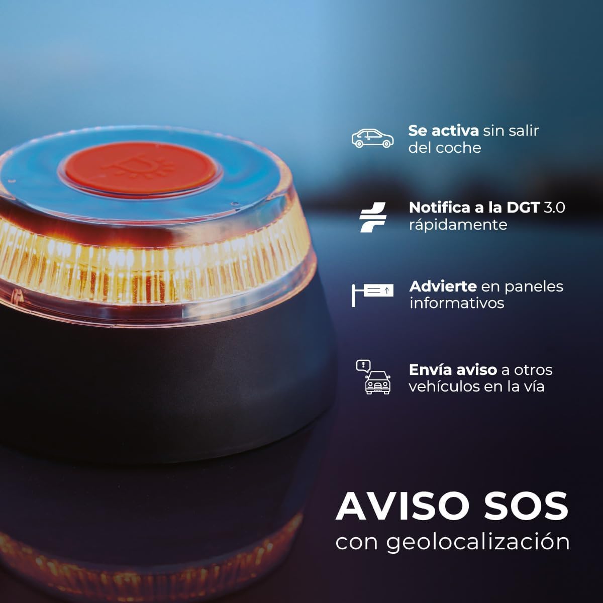 Luz de Emergencia V16 con Geolocalización – Baliza Homologada DGT 3.0, Obligatoria en 2026 | Señal V-16 para Coche con Aviso Automático y Plan de Datos Incluido! (2)