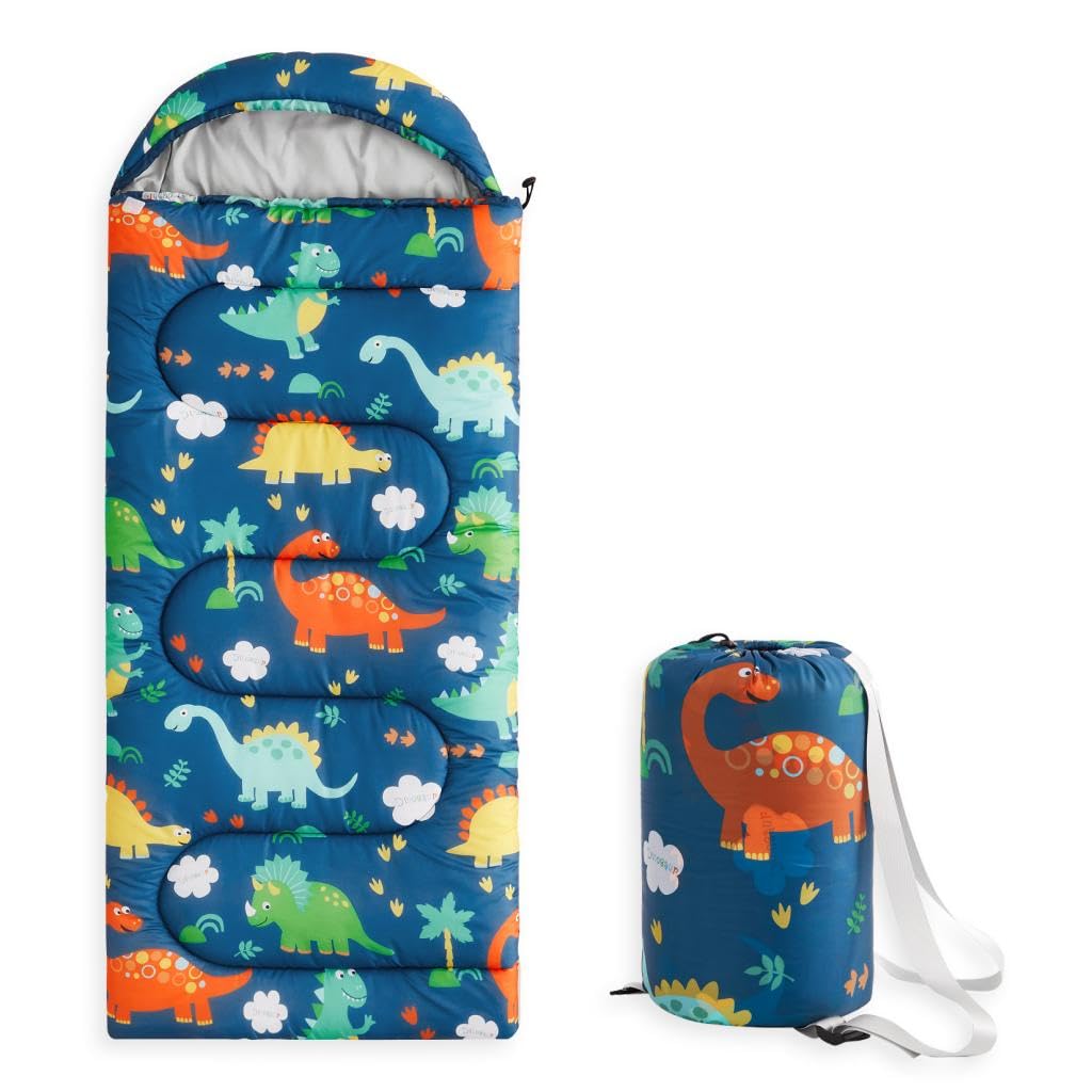 Wake In Cloud - Kids Sleeping Bag for Boys Toddlers Camping in Warm Cold Weather Backpacking Lightweight Compact