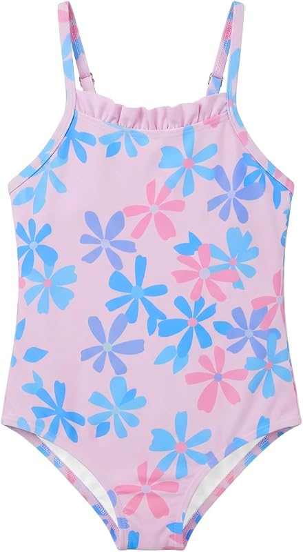 Toddler Baby Girl One Piece Swimsuit Little Kids Cute Floral Adjustable Strap Bathing Suit Swimwear 9M-8Y