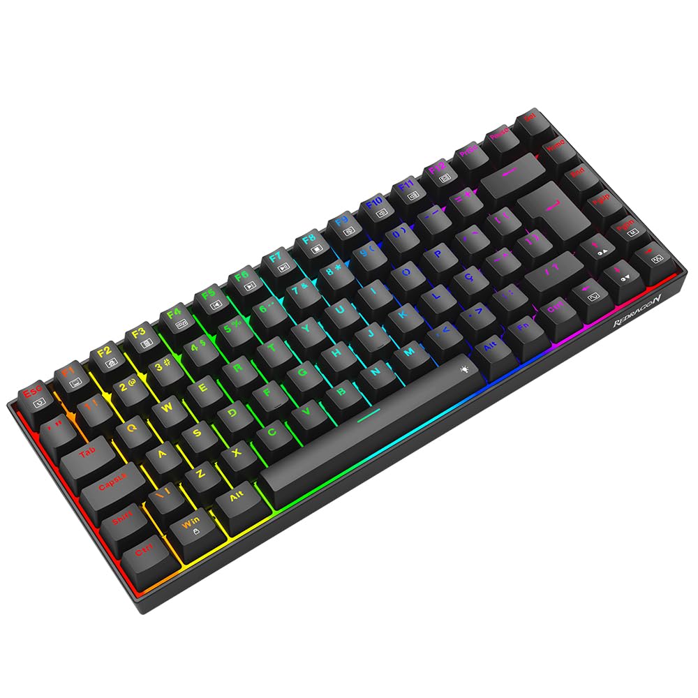 Teclado Mecânico Gamer Redragon Phantom RGB Preto 75% Switch Brown