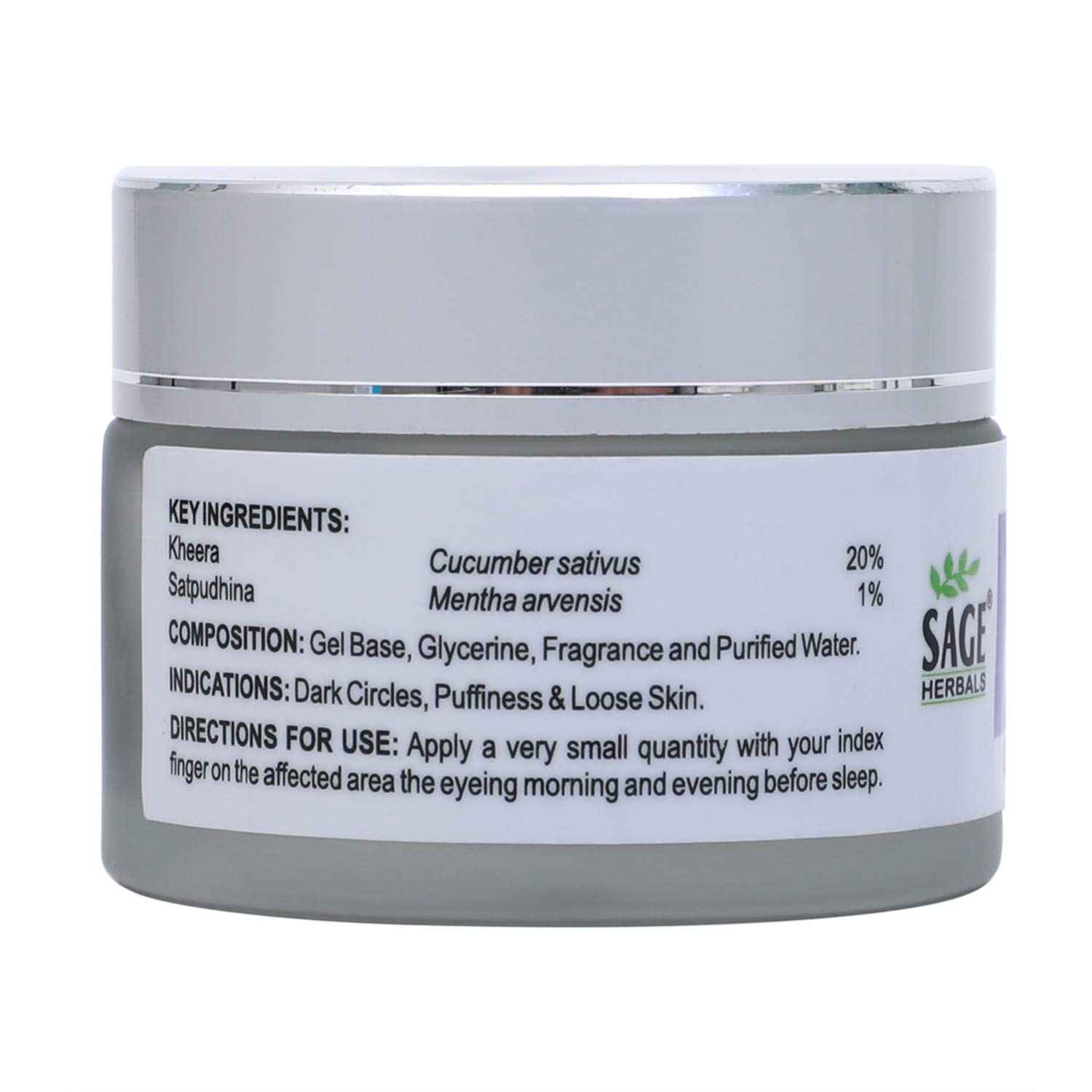 Sage Herbals Under Eye Gel with the Goodness of Cucumber and Mint, For Dark Circles, Puffiness & Wrinkles, Rejuvenates and Brightness Under Eye Skin 50gm 4