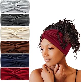 HUANMAYE 6Pcs Bandana Headbands for Women Wide Wavy Headscar