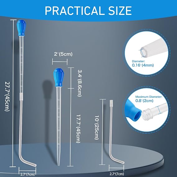 27.7IN Extra Long Turkey Baster for Aquarium Coral Fish Feeder,Blue