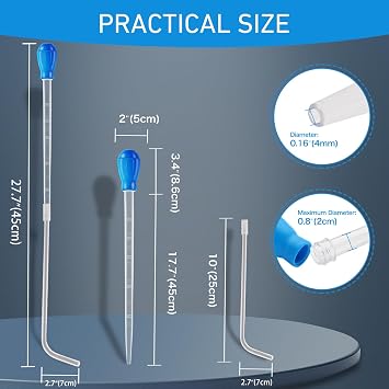 27.7IN Extra Long Turkey Baster for Aquarium Coral Fish Feeder,Blue
