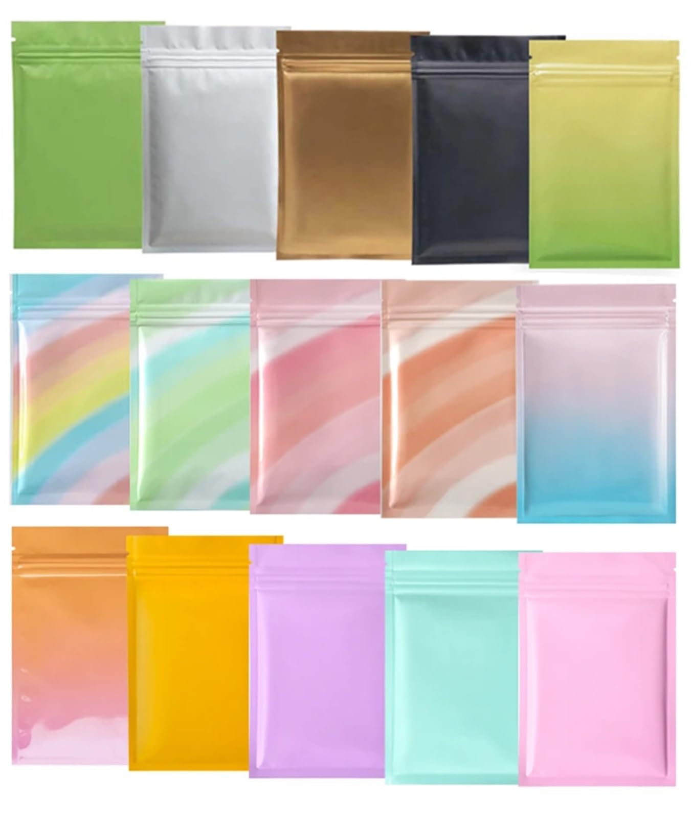 sacchetti con chiusura a zip, Confezione da 50 sacchetti con chiusura lampo in alluminio for alimenti, multicolore, varie misure(Black,8x12cm)