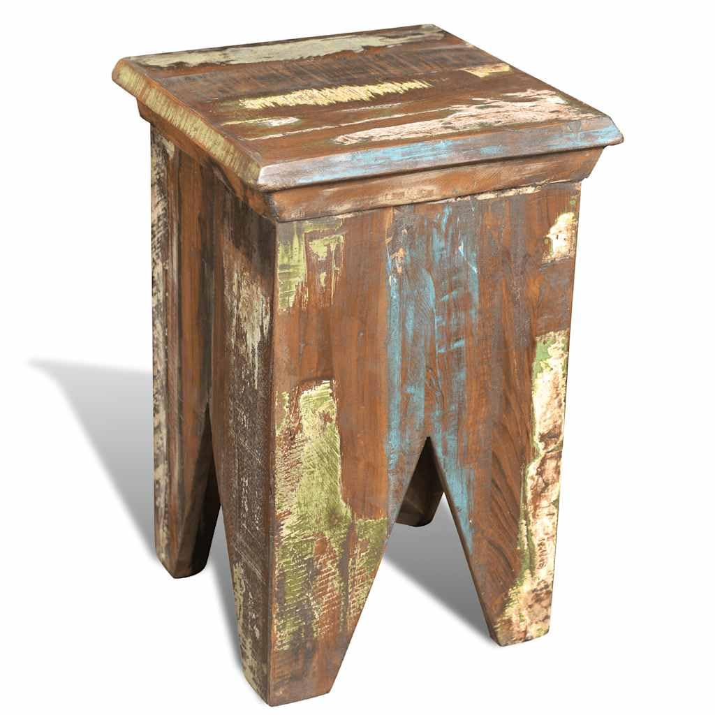 Taburete de madera maciza reciclada, estilo vintage, taburete estable, ahorra espacio, resistente a la intemperie, taburete plegable hecho a mano, ideal para cocina, balcón, jardín, exterior