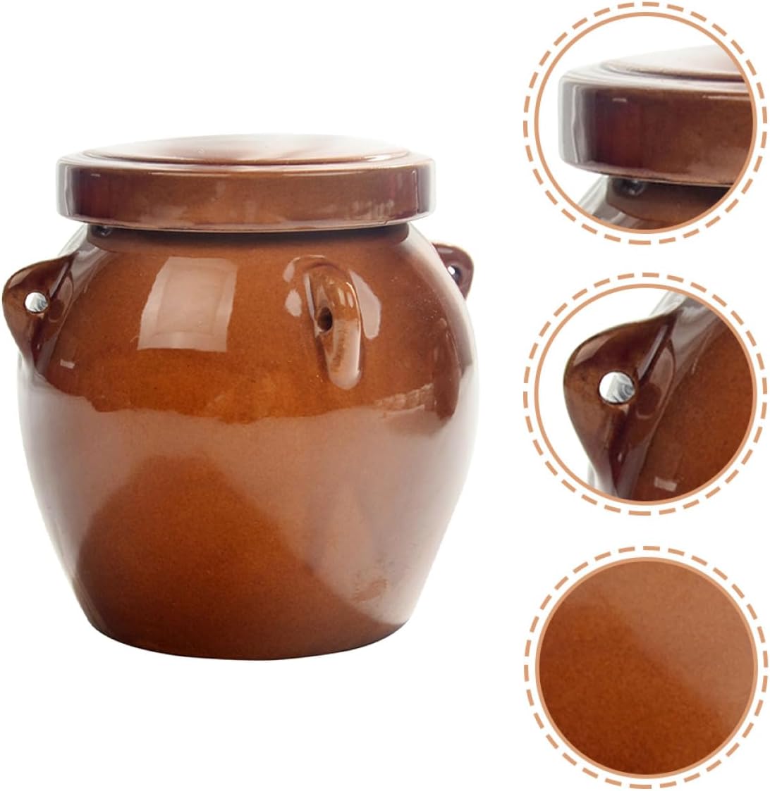 Lurrose Ceramic Pickle Jar Large 1200g Retro Honey Storage Container Sealed Food Jar for Pickled Vegetables and Dried Food Kitchen Pantry Organizer