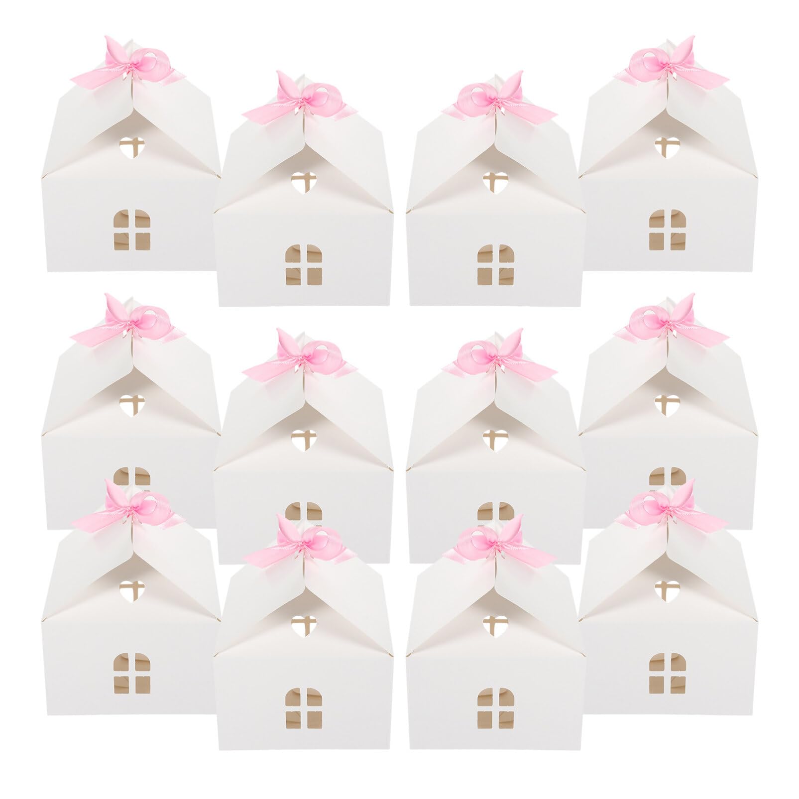 Garneck 12pcs Wedding Candy Box Wrapping Paper Small Christmas Gift Boxes Biscuit Cookie Boxes Cake Treat Boxes Party Favors for Guests Gift Bags Birthday Baby Shower Decorations, White
