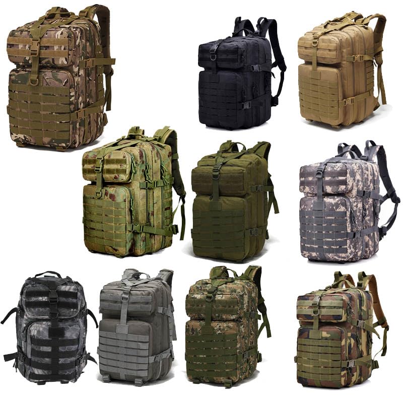 Samview Outdoor Sports Pack Hiking Bag Tactical Rucksack Camo Knapsack Combat Camouflage Tactical 45L Molle Backpack -A-Tacs FG