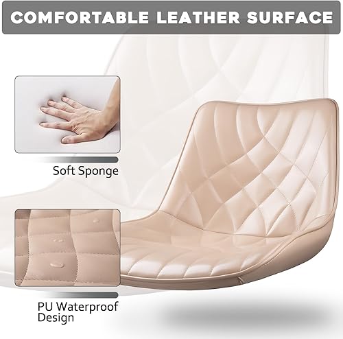 Miniatura 5 de Waleaf Juego de 4 taburetes de bar, taburetes de bar de cuero de altura de mostrador ajustable con respaldo, moderna silla de bar giratoria sin