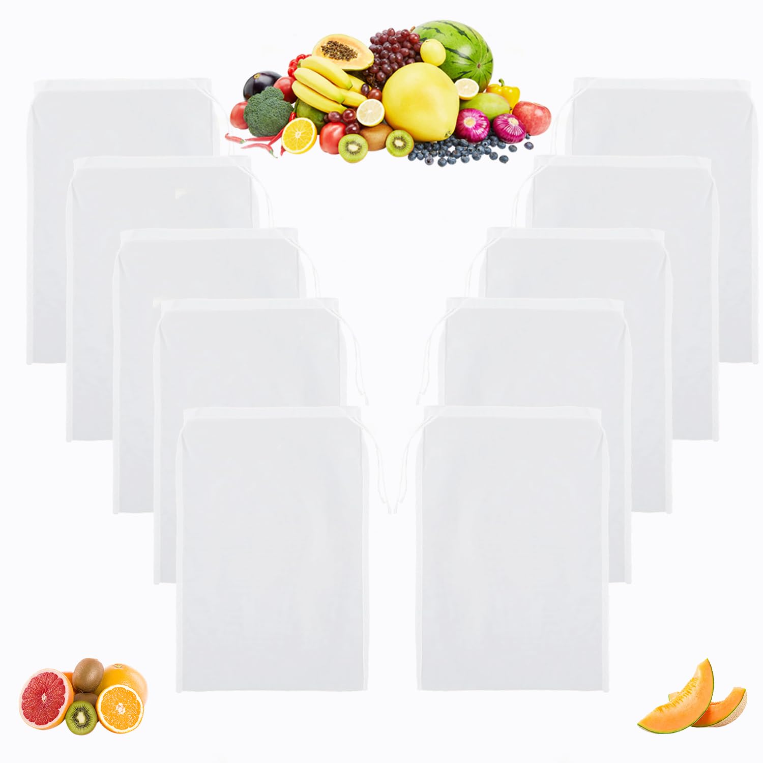 WLLHYF 4-pack nylon notenmelkzak 35 x 30 cm fijn gaas kaasdoek meervoudig gebruik herbruikbare voedselzeef professionele koude brouwfilter voor persen sap koffie yoghurt thee (nylon, 18 × 12 inch