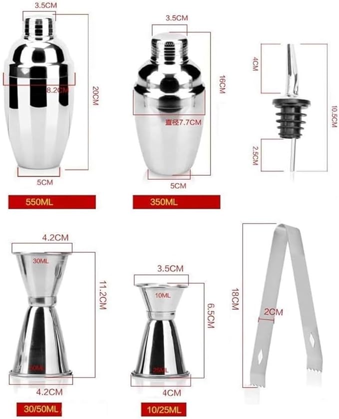 Set de Coctelera de Acero Inoxidable 12 Piezas con Soporte 550ml miniatura 3